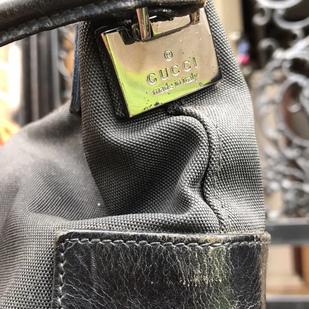 GUCCI Black Pewter Leather Hobo Arm Purse - Picture 3 of 6